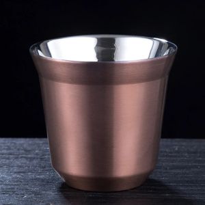 80ML Stainless Steel Espresso Cup Set Double Wall 304 Stainless Steel Small Coffee Cup Capsule Milk Mug Double Wall Insulated