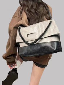 Large Capacity Soft Leather Brown Vintage Tote Bag Womens Commuter Student Class Shoulder Crossbody Bag Fashionable Leisure