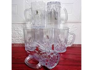 6PCS GELAS PLASTIK MIKA KRISTAL GANGGANG 400ML GELAS ES TEH GELAS TAHAN BANTING