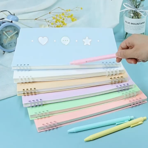 Notebook A5 Buku Catatan 80 Lembar Diary Aesthetic Sketch Book 8 Lubang Binder Jurnal Spiral Cover Pastel