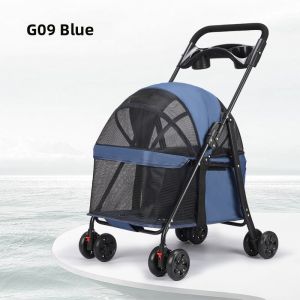 GVBB Pet Stroller Lightweight Foldable Outdoor Teddy Cage Dog Cat Travel Cart Easy to Use Small to Medium Size Pet Carriage