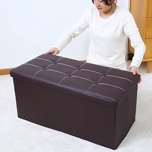 Storage Stool Foldable Sofa Chair Waterproof Leather Multfunctional Foldable Storage Rectangle Box
