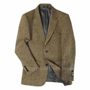 Only Jacket 1PCS Mens Suit Single Breasted Blazer Herringbone Slim Fit Formal Business Outfits Casual Party Prom Wedding Coat