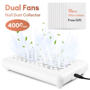 foreverlily | 4000RPM Dual Fans Nail Dust Extractor Powerful Twin Turbo Vacuum Nail Dust Collector Low Noise Vacuum Cleaner Fan With Filter