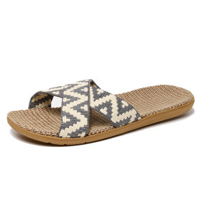 Men Slippers Lightweight Indoor Linen Slippers Antislip Home Shoes Summer Flat Sandals Casual Slippers Bedroom Slippers