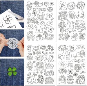 Beginners Stitch Practice Eembroidery Patterns Transfers Soluble Embroidery Hand Sewing Stabilizers for Jean Bag T-Shirt