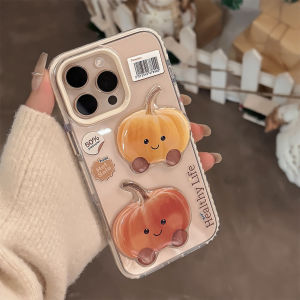 3D Cute Cartoon Pumpkin Phone Case for  17Promax Protective Shell Transparent Anti-Fall Creative Design  Accessories