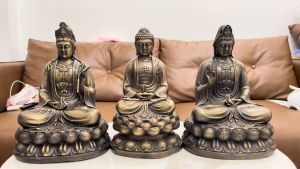 Tượng Tây Phương Tam Thánh Bằng Đồng Cao 30cm
