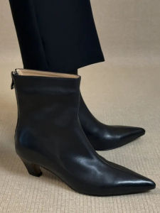 CAIZINI | French Pointed Toe Slimming Back Zipper Stylish Short Boots