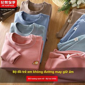 JIFANPAUL | Bộ Quần Áo Trong Dày Có Sọc Cổ Cao Chất Velvet Không Xương Cho Bé Trai Và Bé Gái Mùa Thu Mới