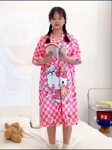 383 SPS ชุดนอนกระโปรงผู้หญิงโอเวอร์ไซส์ หน้าผ้าอก45 นิ้ว **ไม่ได้เหมาะคนอก45** ผ้าไหมอิตาลี ชุดนอนราคาถูกพร้อมส่งจาก กทม