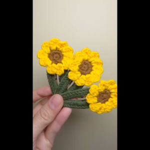 [Có sẵn] Kẹp tóc hoa hướng dương handmade len cotton milk 125g xinh xắn kẹp mái