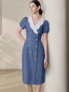 Roey s house | Design Sensation Patchwork Satin Work Dress Blue
