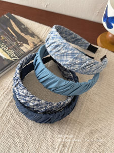 Băng Đô Denim Màu Xanh Rộng Phong Cách Hàn Quốc Dành Cho Nữ 2025 Mới Nướng Tóc Rửa Mặt Kẹp Tóc Kẹp Tóc Cao Đầu