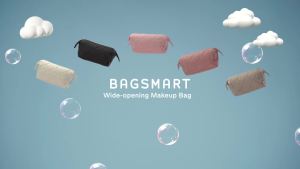 BAGSMART Makeup Bag Travel Cosmetic Bag Puffy Padded Make Up Bags for Women Makeup Organizer Case Wide-open Pouch Purse Travel Essentials Toiletries Accessories Brushes (Black)