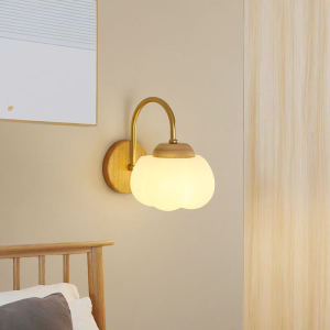 Bedroom Wall Lamp Wooden Cotton Style Simple Japanese New Model Hallway Living Room Background Wall Cotton Lamp Creamy Tone