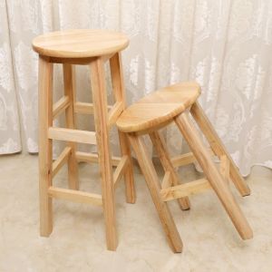 TATA เก้าอี้ไม้ 45/60 ซม กลม เก้าอี้เก้าอี้ไม้ยาง กลม เก้าอี้ทรงสูง เก้าอี้คาเฟ่ เก้าอี้หัวล้าน เก้าอี้บาร์