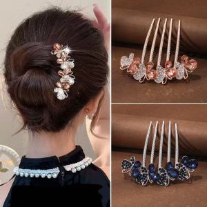 Knot Water Diamond Hair Comb Insert Comb Hair Clip Simple Bun Womens Style Fresh Outburst Korean Style Hair Accessories