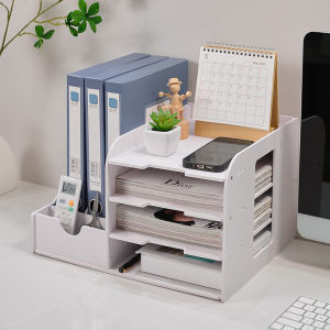 Desktop Organizer File Frame Plastic Multi-Layer Document Holder Book Stand Office Supplies A4 Folder Storage Rack