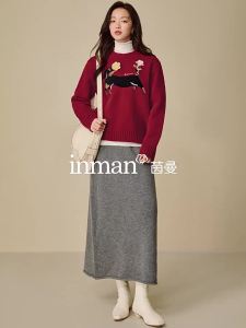 INMAN | Áo Sweater Cổ Tròn Thiết Kế Hoa Chó 3D