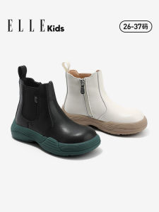 Ellekids Childrens Boots Girls Leather Boots New Arrival Autumn and Winter Short Boots Kids Western Style Thin Cotton Velvet Stylish Boots