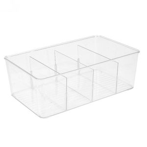4 Grids Acrylic Tea Bag Organizer Multi Purpose Stackable Organizer with 3 Removable Dividers