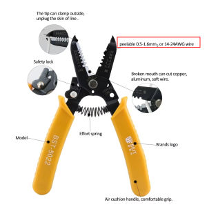 Multifunctional Wire Stripping Pliers Manual Cable Shearing And Stripping Tool for Electricians 20-30AWG 0.25-0.8mm 7inch