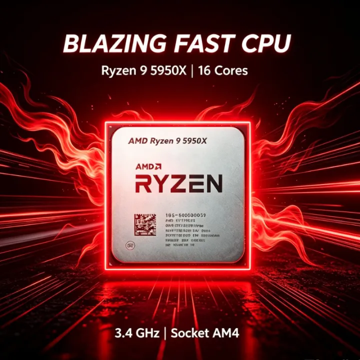 AMD | Ryzen 9 5950X Multi‑Thread CPU Socket AM4 3.4GHz 105W Without Cooler For Content Creation Rendering Desktop