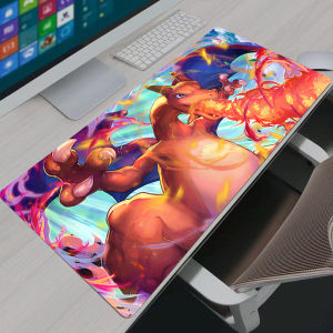 Bandai | Anime Gaming Mouse Pad P-Pokemon Charizard Gamer Cabinet Mouse Mat Keyboard Mousepad Lock Edge Computer Desk Mat