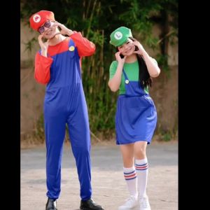 (FULL SET ADULT / KIDS) WJS Super Mario Bros Costume Cosplay Kids Boy Girl Children Adult Men Women Super Mario Luigi Cosplay Costumes Pants Skirts Hat Moustache Gloves Included Halloween Costume Super Mario Kostume Kosplay 角色扮演服装 [FREE RM50 VOUCHER]