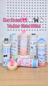 Tumbler Mug 2in1 Stainless Steel 600ml / Flip Straw Water Bottle / Tumbler Minum Shion