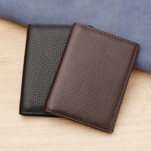 Transparent ID Window Credit Card Holder RFID Soft Multi Card Slots Real Leather Bifold Thin Small Wallet