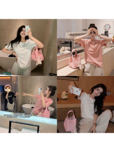 Lilylikes Row Style Minimalist Heavyweight Short Sleeve T-Shirt 100% Premium Horse Cotton Soft round Neck Top for Women