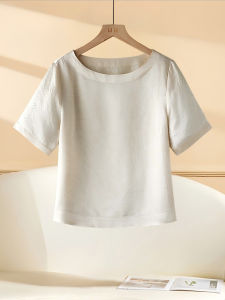 Shalldoer | Áo thun tay ngắn lụa thường ngày đa năng cho nữ mùa hè 2025 Áo sơ mi rộng rãi thon gọn đa năng cho công sở