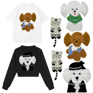 Fashionable Cute Embroidered Teddy Dog Fabric Patch Decorative Clothing Repair DIY Material Patch Need Sewing Style Home Fabric