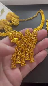 Wave Bee Shape Gold Necklace & Earrings Jewelry Set