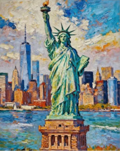 Bộ Tranh Sơn Dầu Kỹ Thuật Số DIY Dành Cho Người Lớn - Tượng Nữ Thần Tự Do Manhattan New York Tác Phẩm Nghệ Thuật Sinh Nhật Halloween Quà Tặng Ngày Lễ Giáng Sinh
