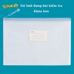 Túi đựng hồ sơ A4 Topbear lưới dày PVC trong suốt chống thấm nước có khóa kéo túi đựng tài liệu