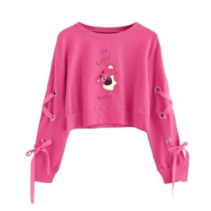 Aladamkids Sweater Tali Crop Top Anak Perempuan Atasan Remaja Tanggung Motip Lotso Korean Style Usia 4-14 Tahun Kekinian berkualitas Baju Fashion