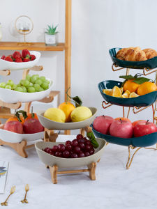 Khay Trái Cây Bằng Gốm Sứ Nhiều Lớp Kiểu Âu Khay Đựng Đồ Ăn Nhẹ Bằng Gỗ Tre Dùng Trong Gia Đình Khay Đựng Kẹo Khay Đựng Trái Cây