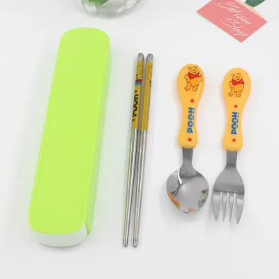Set Sendok Garpu Sumpit Stainless Karakter anak free box