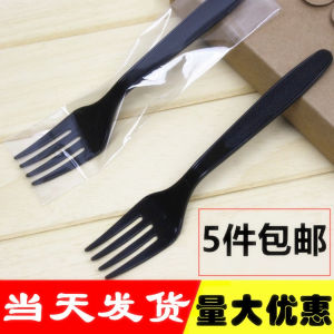 Disposable Black Transparent Plastic Forks for Takeaway Cake Dessert Salad Pasta Single Packaged Fruit Forks Food Grade Plastic