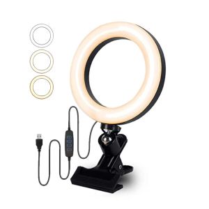Clip-on Ring Light Lighting Kit Phone Selfie Light 3-Stop Webcam Photography Accessories Auto Projection 6-Inch Fill Light