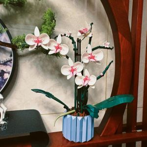 ไอคอนช่อดอกไม้ประดิษฐ์ดอกไม้กล้วยไม้กระถางต้นไม้บล็อกอาคารชุดอิฐ Moc ของเล่น DIY ของขวัญแม่สําหรับผู้ใหญ่