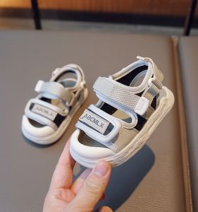 Childrens Sandals Boys Shoes Summer New Soft Bottom Anti-slip Prevent Kicking Toe Cover Beach Shoes Toddler Learning to Walk