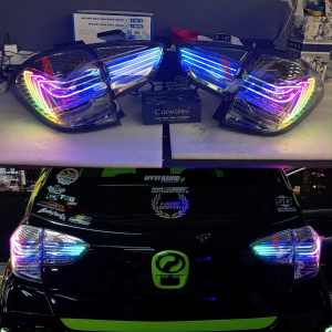Perodua Myvi G3 Facelift 2018 - 2025 CSL Laser RGB Design Dynamic Tail Lamp With Signal Running - Albino