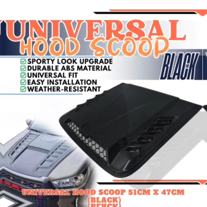 CPO UNIVERSAL 51X47CM CAR AIR FLOW INTAKE HOOD SCOOP BLACK (12191)