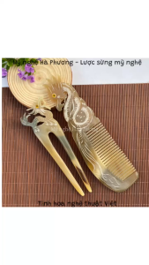 Combo Trâm và lược hình con Rồng chạm khắc 2 mặt dày đẹp