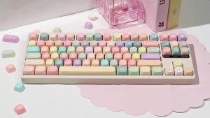 Rainbow Candy MOA Keycaps 127 Keys Dye-Sublimation PBT Keycaps Cute Custom Keycap Sets For MX Swithes Mechanical Keyboards