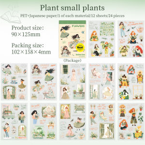 24sheets Holiday Time Series Dual Material Cartoon Character Sticker Book for Scrapbooking Journaling DIY Photo Frame Collage